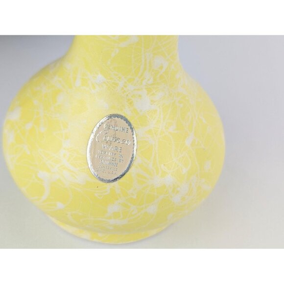 9" Yellow White Splatter Flared Rim Vase Vintage 1960s Shawnee Pottery Cameoware - Picture 7 of 10